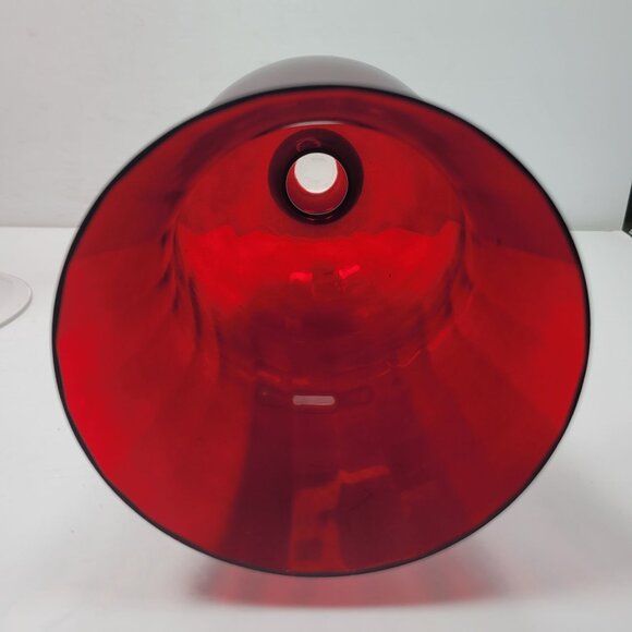 Hurricane Red Glass Candle Holders With Clear Stems Set of 3 - Picture 8 of 8